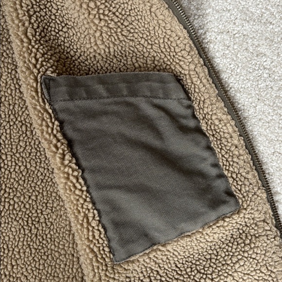 Sorel Duck Canvas Khaki Sherpa Fleece Lined Zip Vest Work Outdoors Mens Small - Picture 7 of 14